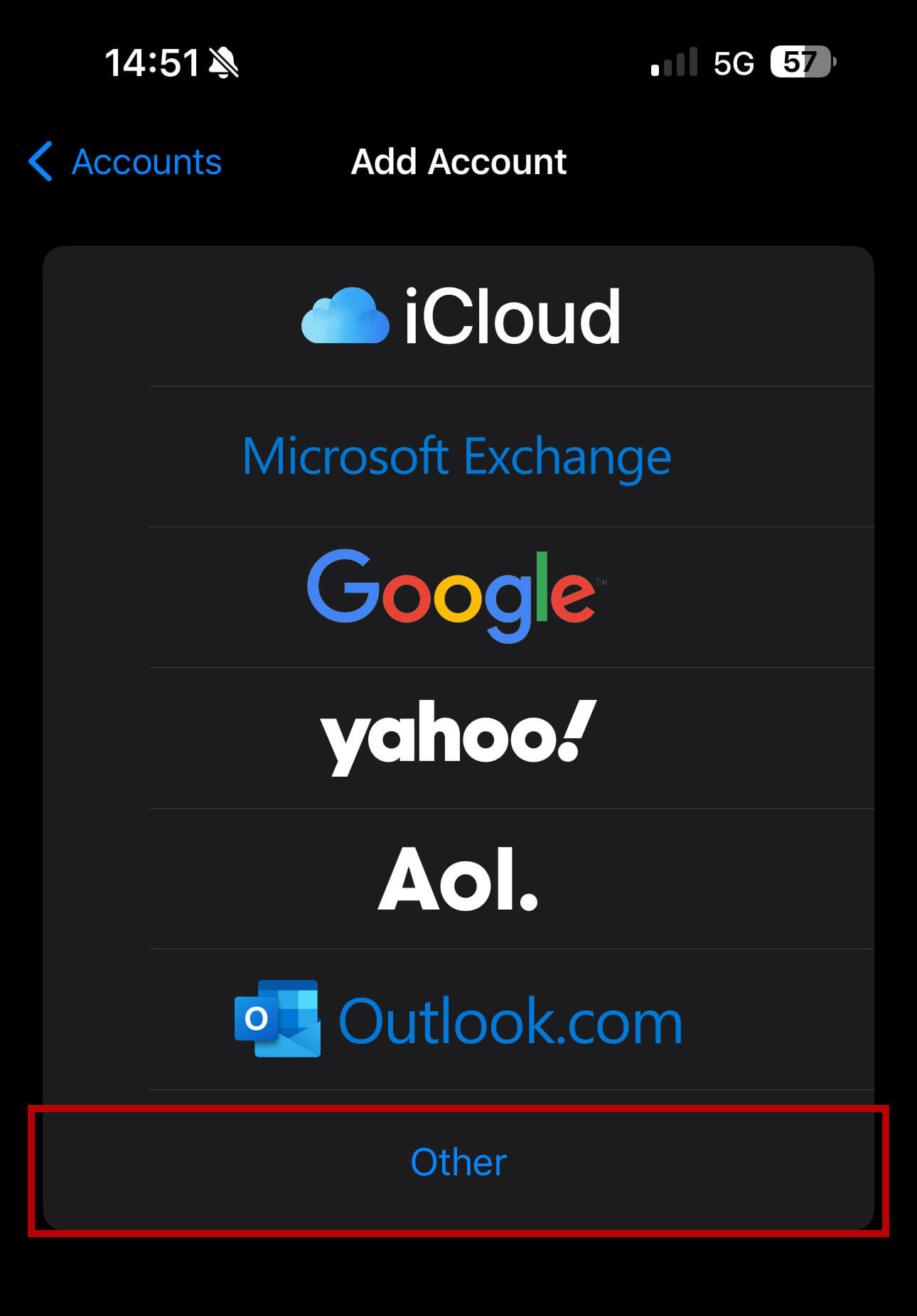 iPhone add account on iOS 15